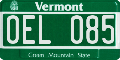 VT license plate OEL085