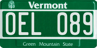 VT license plate OEL089