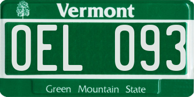 VT license plate OEL093