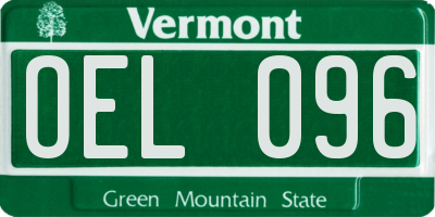 VT license plate OEL096