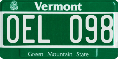 VT license plate OEL098