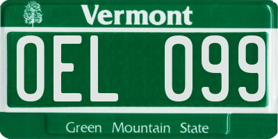 VT license plate OEL099