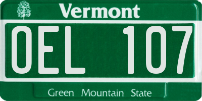 VT license plate OEL107