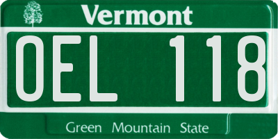 VT license plate OEL118
