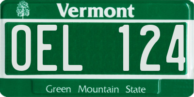 VT license plate OEL124