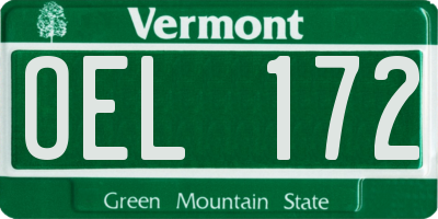 VT license plate OEL172