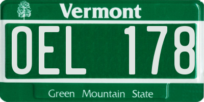 VT license plate OEL178