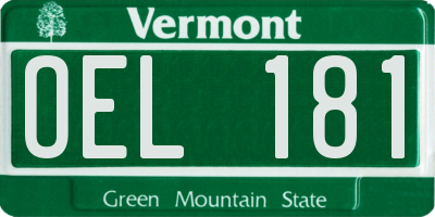 VT license plate OEL181
