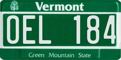 VT license plate OEL184