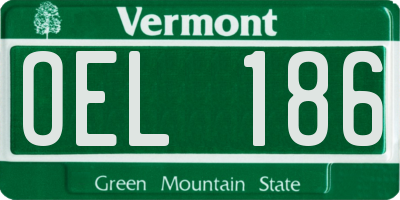 VT license plate OEL186