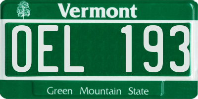 VT license plate OEL193