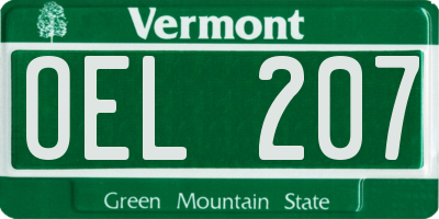 VT license plate OEL207