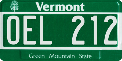 VT license plate OEL212