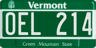 VT license plate OEL214