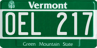 VT license plate OEL217