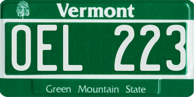 VT license plate OEL223