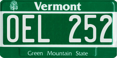 VT license plate OEL252