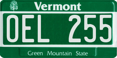 VT license plate OEL255
