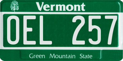 VT license plate OEL257