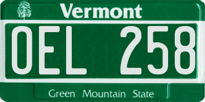 VT license plate OEL258