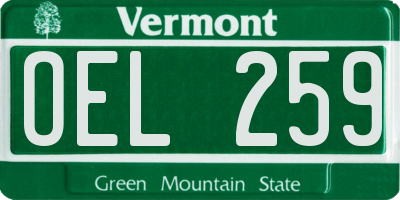 VT license plate OEL259