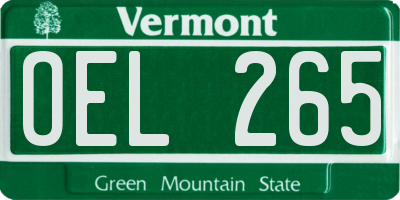 VT license plate OEL265