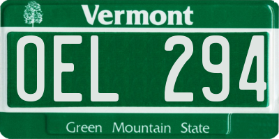 VT license plate OEL294