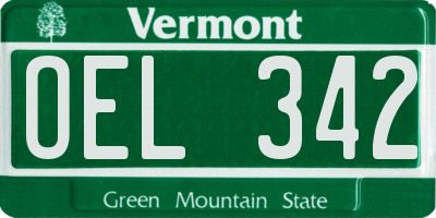 VT license plate OEL342