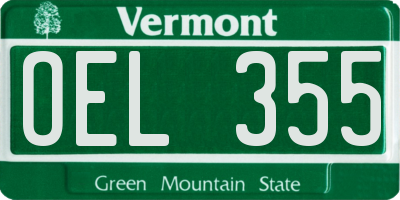 VT license plate OEL355