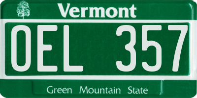 VT license plate OEL357