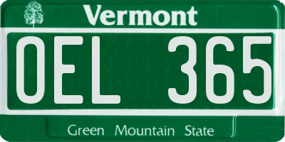 VT license plate OEL365