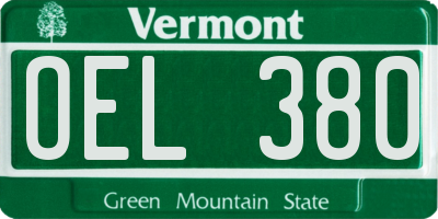 VT license plate OEL380