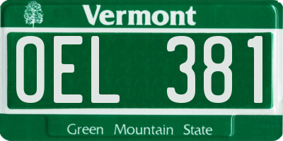 VT license plate OEL381