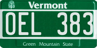 VT license plate OEL383