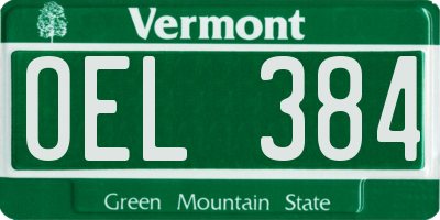 VT license plate OEL384