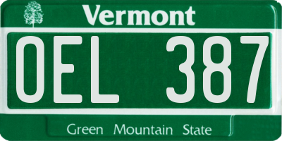 VT license plate OEL387
