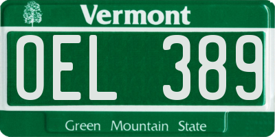 VT license plate OEL389