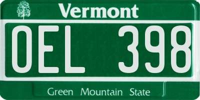 VT license plate OEL398