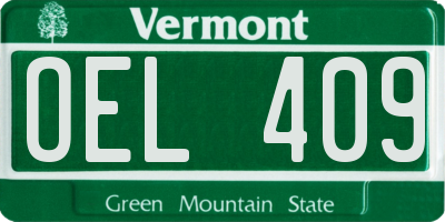 VT license plate OEL409