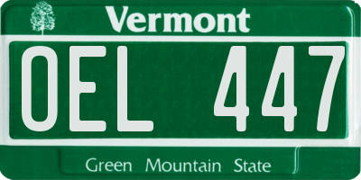 VT license plate OEL447