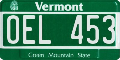 VT license plate OEL453