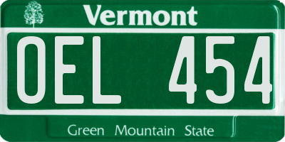 VT license plate OEL454