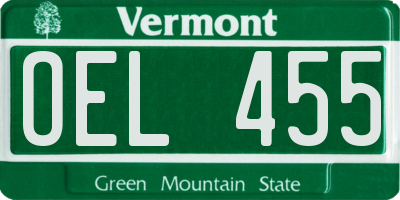 VT license plate OEL455