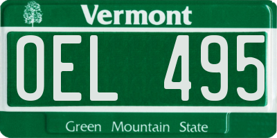 VT license plate OEL495