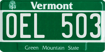 VT license plate OEL503