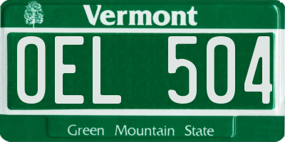 VT license plate OEL504