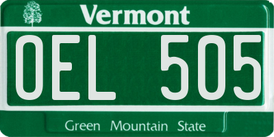 VT license plate OEL505