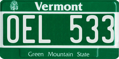 VT license plate OEL533