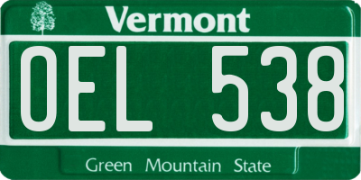 VT license plate OEL538