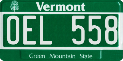 VT license plate OEL558